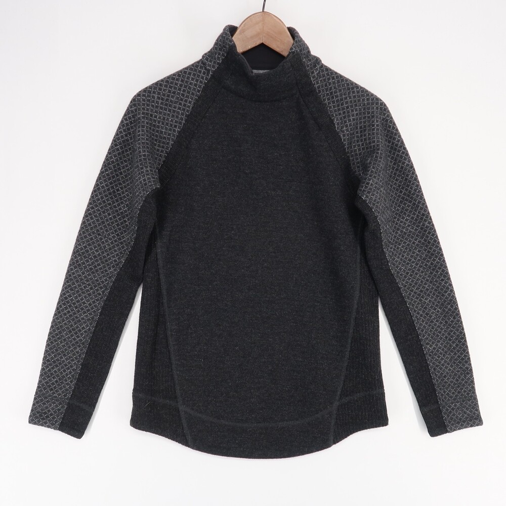 Prana‎ Brandie Sweater Womens S Black Mixed Snap Neck Wool Blend Pullover Mock